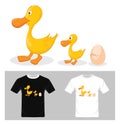 Vector of life cycle of a duck. T-shirt graphic design.