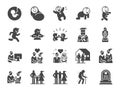 Life Cycle icon set. Included icons as birth, child, death, growing, family, happy and more. Royalty Free Stock Photo