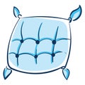 Vector illustration of a light blue pillow with dark blue buttons