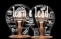 Light Bulbs with Learn & Lead Concept