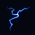 Vector Illustration of Lightning on Black Background. Blitz Lightning Thunder Light Sparks Storm Flash Thunderstorm.