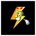 Vector illustration of a lightning character grasping a lamp Royalty Free Stock Photo