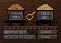 Vector illustration of limonite or brown ironstone in wheelbarrows. Processing of iron ores by sintering and pelletizing.