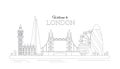 Vector illustration of line design London concept. Modern London city with most famous buildings. Flat line graphic on