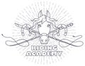 Vector illustration. Line graphic. Riding academy template.