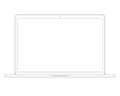 Vector illustration in line style Laptop Computer PC with space for your message on white screen. Royalty Free Stock Photo
