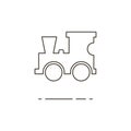 Vector illustration of line toy locomotive icon on white background