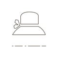 Vector illustration of line women hat icon on white background