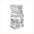 linear drawing doodle stack of books