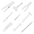 Vector illustration of linear icons of my favorite home tools