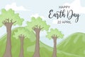 Vector illustration of lined trees. Save Nature. Happy Earth Day. Save the world concept Royalty Free Stock Photo
