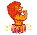 Sport emblem with angy lion Royalty Free Stock Photo