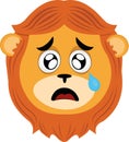 vector head lion cartoon watery eyes tear Royalty Free Stock Photo