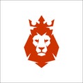 Vector Illustration. Lion head logo with crown. Lion king head sign concept