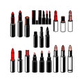 Vector illustration lipsticks Each design sleek Royalty Free Stock Photo
