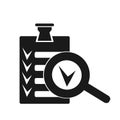 Vector illustration, list icon, magnifying glasses and check marks.