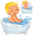 Vector illustration of a little baby splashing in the bath Royalty Free Stock Photo