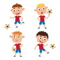 Vector illustration of little blonde boys in shirt and short Royalty Free Stock Photo