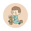 Vector illustration: little boy and cubes