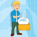 Vector Illustration Of A Little Boy Washing His Ha Royalty Free Stock Photo