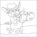 Vector illustration of Little cowboy riding a horse.