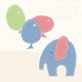 Vector illustration with little elephant and colorful baloons Royalty Free Stock Photo