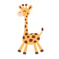 Vector illustration of little funny cute giraffe in flat style isolated on white. Baby giraffe for children Royalty Free Stock Photo