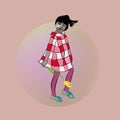 Vector illustration of a little girl, fashion Royalty Free Stock Photo