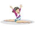 Vector illustration of a little girl gymnastics