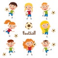 Vector illustration of little girls and boys in shirt and short Royalty Free Stock Photo