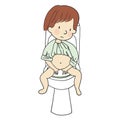 Vector illustration of little kid sitting on a toilet