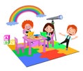 Vector Illustration Of Kids Playing in the clasroom Royalty Free Stock Photo