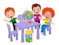 Vector Illustration Of Kids Playing in the clasroom Royalty Free Stock Photo