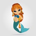 Beautiful mermaid girl with red hair