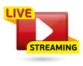 Vector illustration Live streaming red button. For Online broadcast, Royalty Free Stock Photo