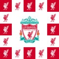 Vector illustration of Liverbird and Liverpool FC emblem. Football club concept