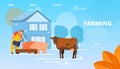 Vector Illustration Livestock Farming Cartoon.