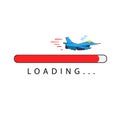 Vector illustration loading bar with fast jet plane Royalty Free Stock Photo