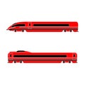 Locomotive and passenger car high-speed train on a white background. Vector flat design. Royalty Free Stock Photo