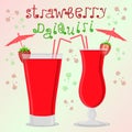 Vector illustration logo for alcohol cocktails strawberry daiquiri