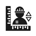 Vector illustration, logo, construction contractor icon and measuring line. Editable.
