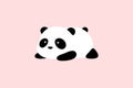 Vector Illustration / Logo Design - Cute baby funny fat cartoon giant panda bear lies on its stomach on the ground