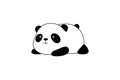 Vector Illustration / Logo Design - Cute baby funny fat cartoon giant panda bear lies on its stomach on the ground Royalty Free Stock Photo