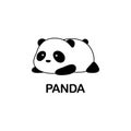 Vector Illustration / Logo Design - Cute baby funny fat cartoon giant panda bear lies on its stomach on the ground