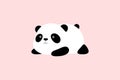 Vector Illustration / Logo Design - Cute baby funny fat cartoon giant panda bear lies on its stomach on the ground Royalty Free Stock Photo