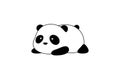 Vector Illustration / Logo Design - Cute baby funny fat cartoon giant panda bear lies on its stomach on the ground