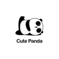 Vector Illustration / Logo Design - Cute funny baby cartoon giant panda is doing yoga, lying down and raising one leg Royalty Free Stock Photo