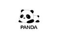 Vector Illustration / Logo Design - Cute funny cartoon giant panda bear lies on the ground