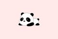 Vector Illustration / Logo Design - Cute funny cartoon giant panda bear lies on its stomach on the ground Royalty Free Stock Photo
