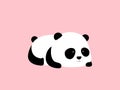 Vector Illustration / Logo Design - Cute funny cartoon giant panda bear lies on its stomach on the ground Royalty Free Stock Photo